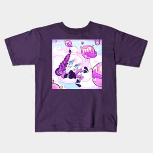 Space Princess Fighting Monsters Kids T-Shirt